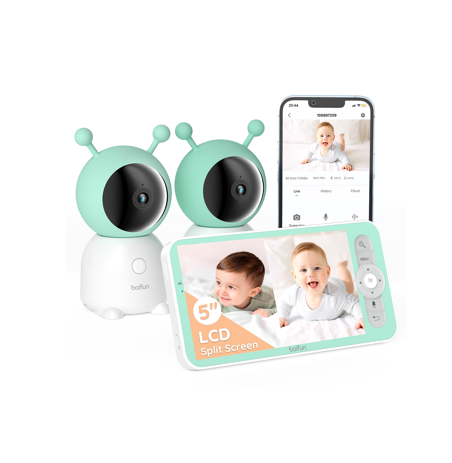 Split-screen baby monitor – perfect for twins & multiple kids