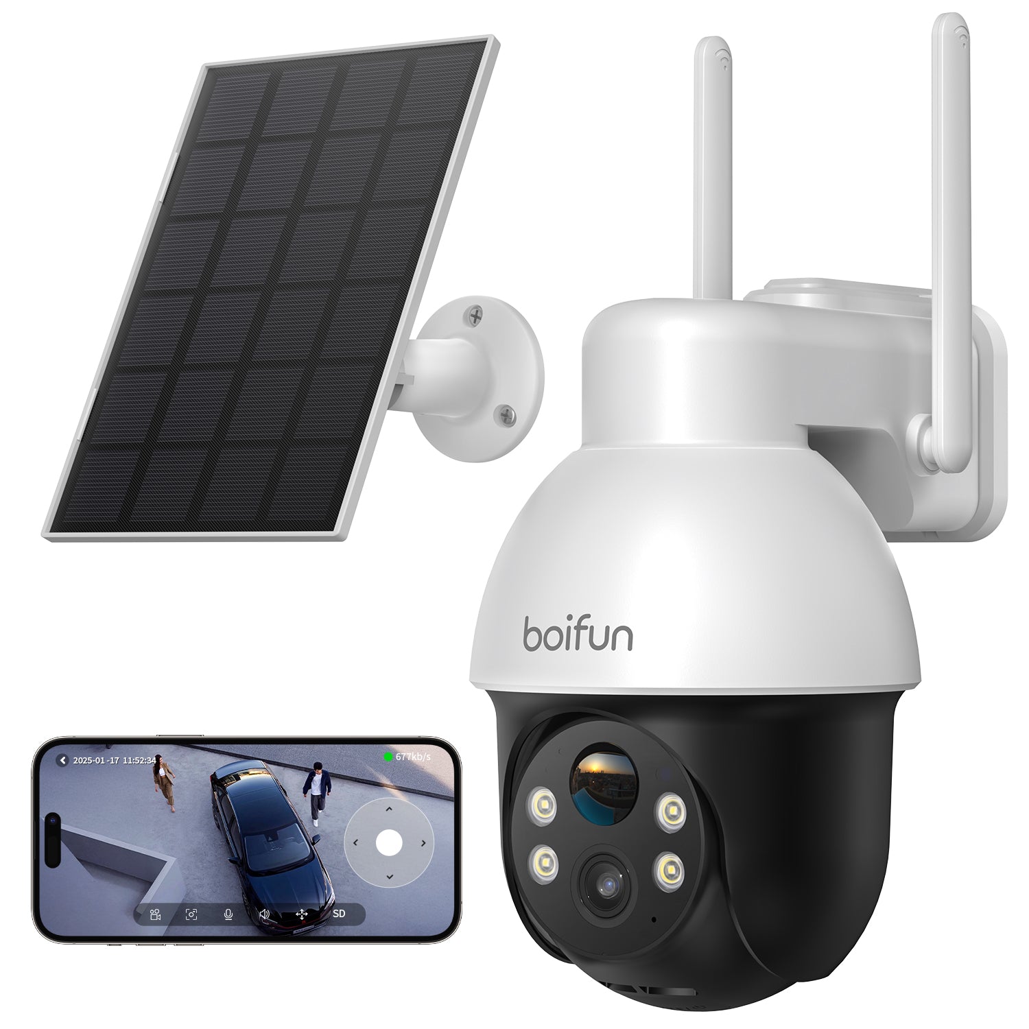 【業界最高性能・4K対応・10000mAhバッテリー】BOIFUN 800万超高画素超鮮明 防犯カメラ 屋外 ソーラー 2.4GWiFiとWiFi6 360度PTZ 15m暗視 広範囲をカバー 電池式防犯カメラ ソーラーパネルと大容量バッテリー 長時間稼働 夜間カラー撮影 PIR人体検知 即時アラート通知 セパレート設計 電源/工事不要 IP65防水 家族共有 双向语音 室外監視カメラ 2年保証