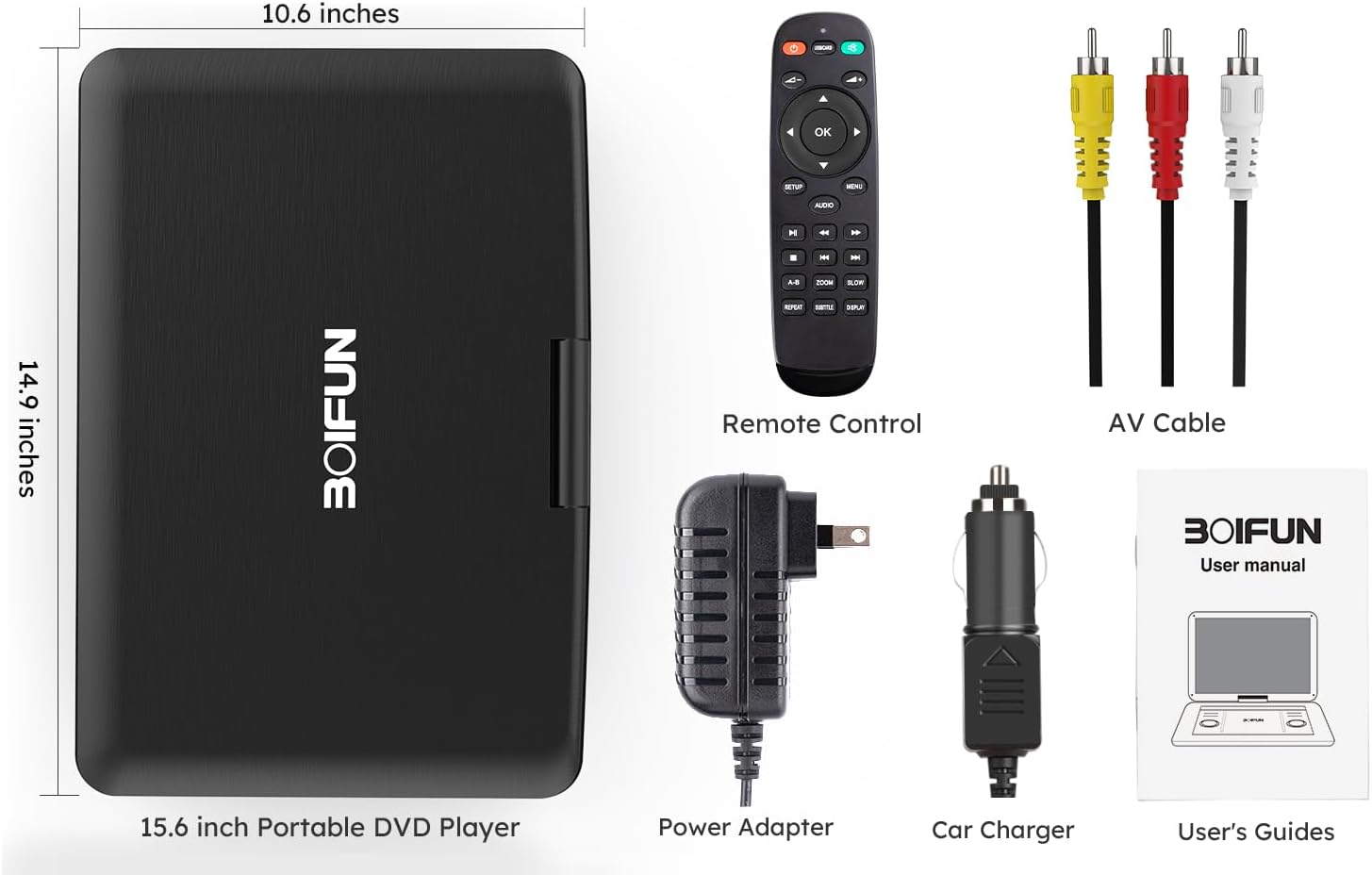 Boifun Portable DVD Player With 15.6-inch HD Rotating Screen