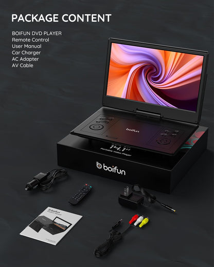 Boifun Portable DVD Player with 14.1" Large HD Screen