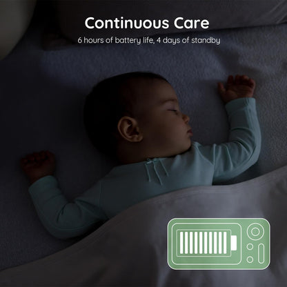 Boifun 7SM smart baby monitor with long battery life, 6 hours active use and 4 days extended standby for reliable baby monitoring
