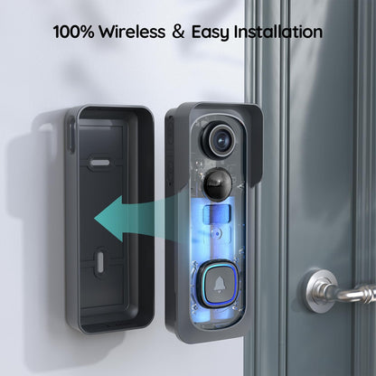 Boifun J1 100% wireless smart video doorbell with easy installation, ideal for quick setup and convenient use when moving homes