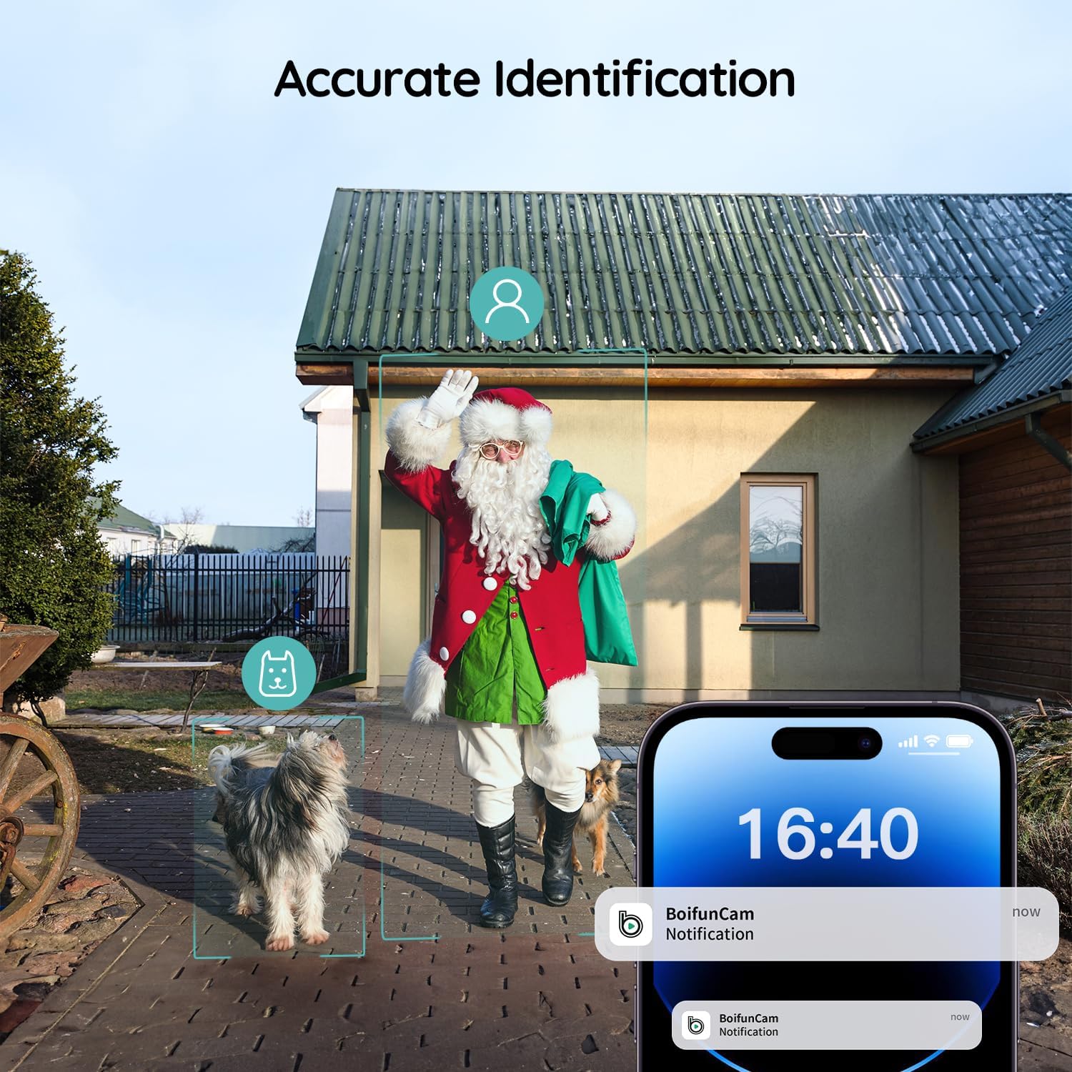 Boifun J1 smart doorbell camera with anti-theft protection, cloud storage, and accurate detection of people, animals, and objects with alerts sent to the mobile app