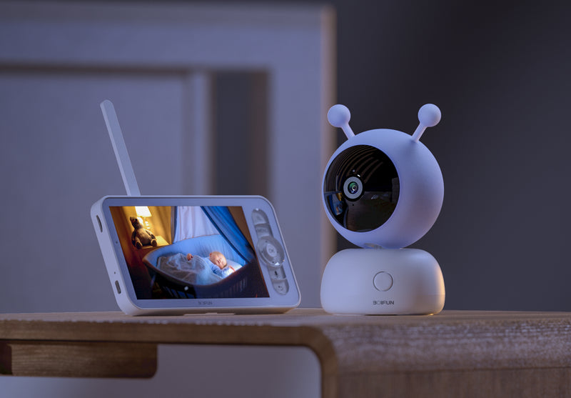 BOIFUN Monitor de bebé de 5 pulgadas, monitor de bebé WiFi de 1080p a  través de control de pantalla y aplicación, grabación y reproducción de  video